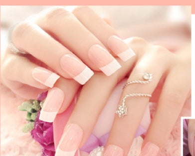 Nail art finished French long fake nail patch