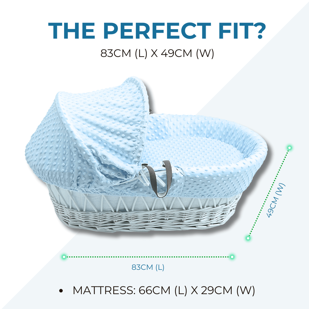 White Dimple White Wicker Baby Moses Basket With Stand